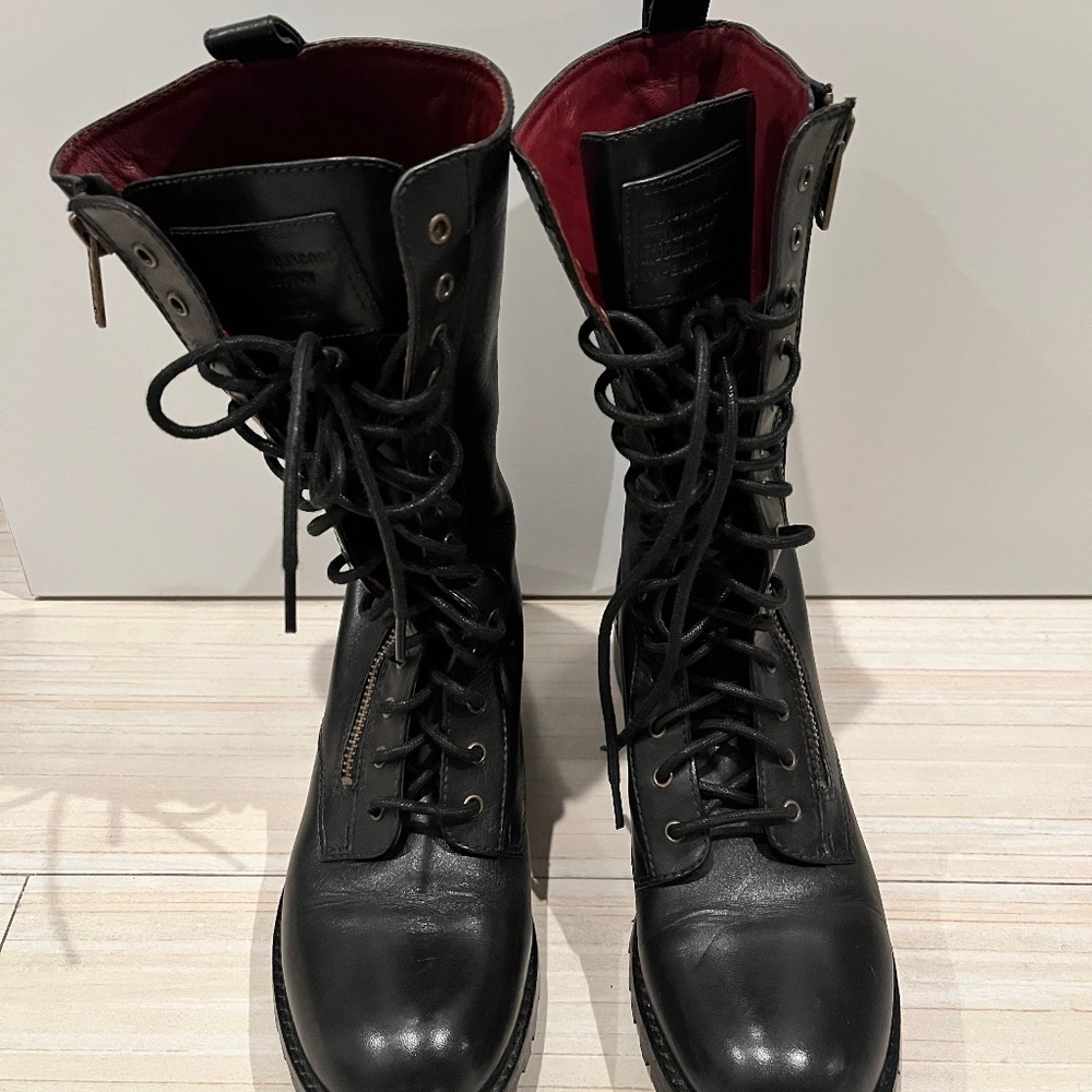 Marc by Marc Jacobs Black Leather Combat Boots